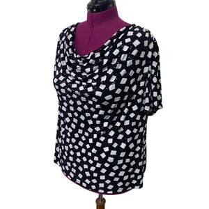 Dress Barn Collection Womens 3X Short Sleeve Polka Dot Drapey Sequin Blouse Top